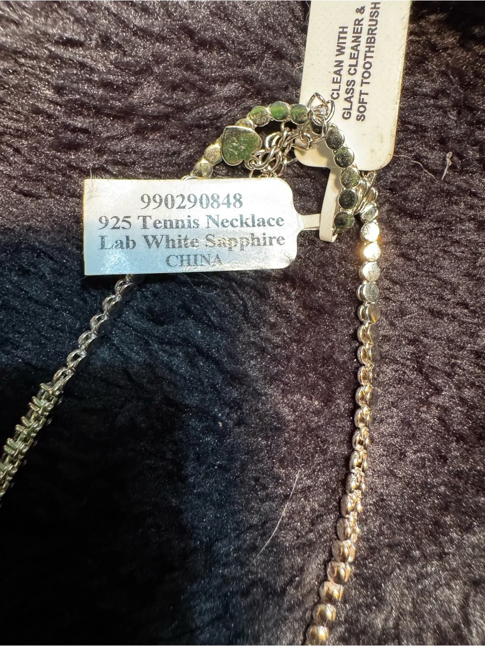 BLING! Sterling Silver White Sapphire necklace adjustable 16”-18”